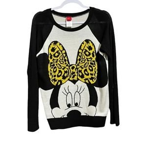 Disney Minnie mouse with bow sweater woman's sizeM  black cream yellow